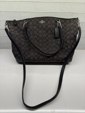 Coach Monogram Shoulder Bag in Black and Brown